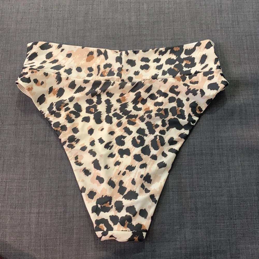 Aeria NEW Bikini Swim Bottom XL Animal Cheetah Leopard Print Beach Pool Cruise